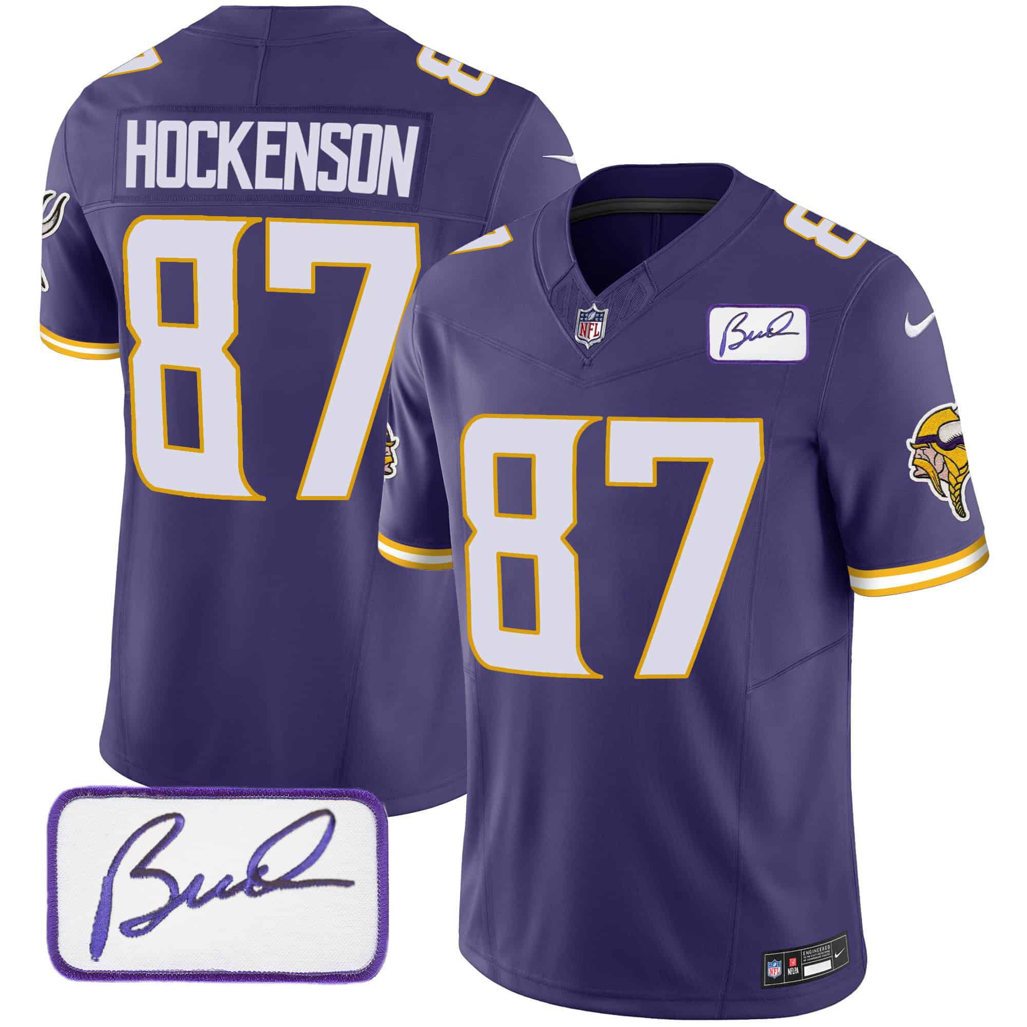 Men Minnesota Vikings #87 Hockenson Purple 2024 Nike Bud Grant Patch Classic Limited NFL Jersey style 3->indianapolis colts->NFL Jersey